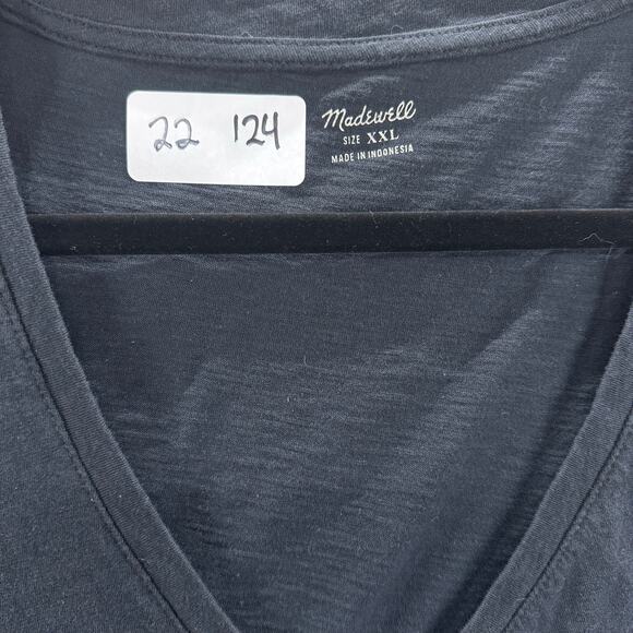 Madewell T-Shirt Women’s XXL Black Slub V-Neck Short Sleeve Pocket Tee Indonesia - Picture 6 of 9